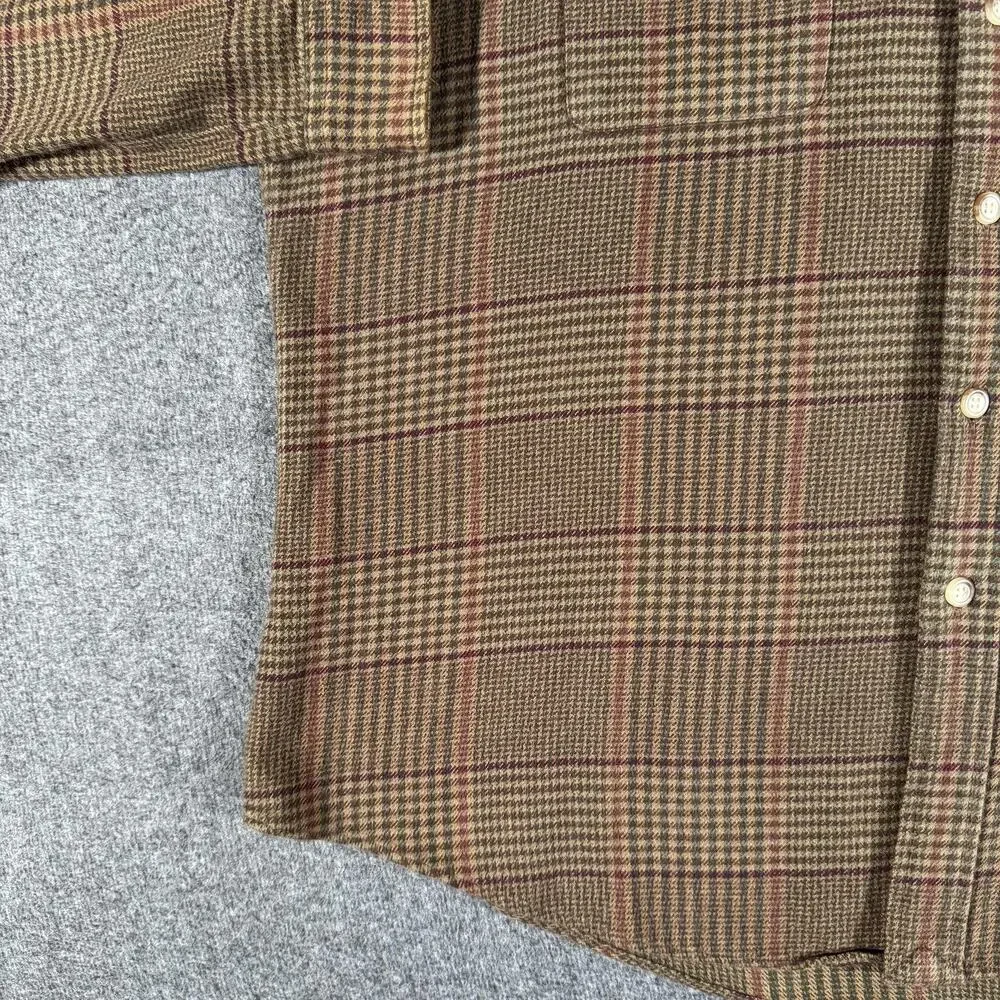 Polo Ralph Lauren Hunting Shirt Mens XXL Brown Plaid Flannel Suede Houndstooth
